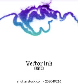 Vector design template with abstract purple, blue and green gradient  paint strokes, splashes and swirls on white background  for cards, banners, flyers