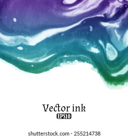 Vector design template with abstract purple, blue and green gradient  paint strokes, splashes and swirls on white background  for cards, banners, flyers