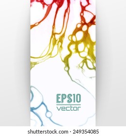 Vector design template with abstract red and green gradient  paint strokes, splashes and swirls on white background  for cards, banners, flyers