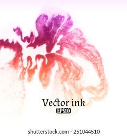 Vector design template with abstract red and yellow gradient paint strokes, splashes and swirls on white background  for cards, banners, flyers