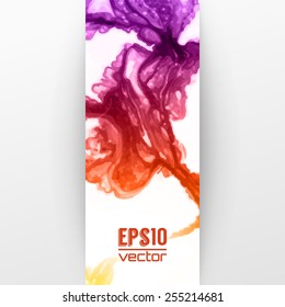 Vector design template with abstract red and yellow gradient paint strokes, splashes and swirls on white background  for cards, banners, flyers