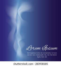Vector design template with abstract swirls of smoke on blue background for cards, banners, flyers