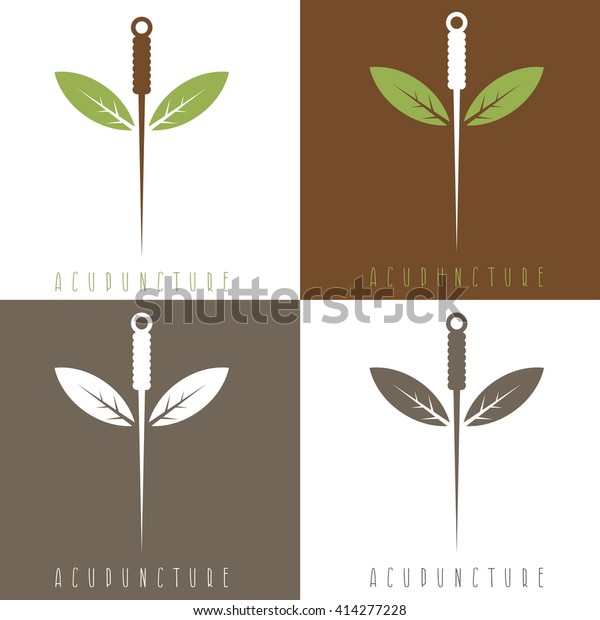 Vector
design template of acupuncture needle and
leaves