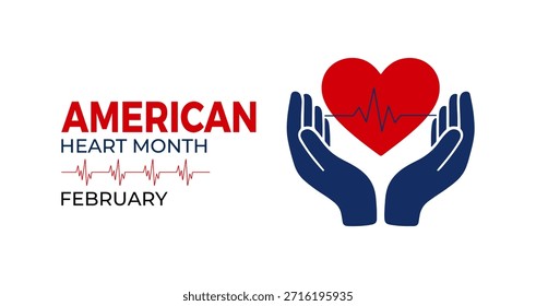 Plantilla de diseño de Vector para carteles, Anuncios y tarjetas del Mes del Corazón Americano. El mes del corazón americano se observa cada año en febrero. Ilustración vectorial.