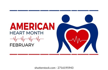 Plantilla de diseño de Vector para carteles, Anuncios y tarjetas del Mes del Corazón Americano. El mes del corazón americano se observa cada año en febrero. Ilustración vectorial.