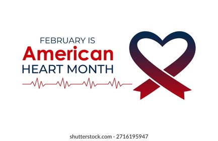 Plantilla de diseño de Vector para carteles, Anuncios y tarjetas del Mes del Corazón Americano. El mes del corazón americano se observa cada año en febrero. Ilustración vectorial.