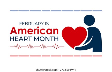 Plantilla de diseño de Vector para carteles, Anuncios y tarjetas del Mes del Corazón Americano. El mes del corazón americano se observa cada año en febrero. Ilustración vectorial.
