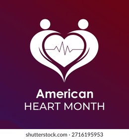 Plantilla de diseño de Vector para carteles, Anuncios y tarjetas del Mes del Corazón Americano. El mes del corazón americano se observa cada año en febrero. Ilustración vectorial.