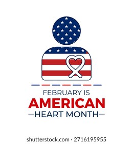 Plantilla de diseño de Vector para carteles, Anuncios y tarjetas del Mes del Corazón Americano. El mes del corazón americano se observa cada año en febrero. Ilustración vectorial.