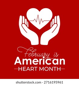 Plantilla de diseño de Vector para carteles, Anuncios y tarjetas del Mes del Corazón Americano. El mes del corazón americano se observa cada año en febrero. Ilustración vectorial.