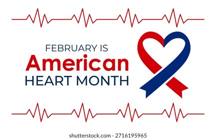 Plantilla de diseño de Vector para carteles, Anuncios y tarjetas del Mes del Corazón Americano. El mes del corazón americano se observa cada año en febrero. Ilustración vectorial.