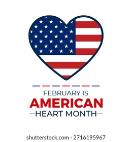 Plantilla de diseño de Vector para carteles, Anuncios y tarjetas del Mes del Corazón Americano. El mes del corazón americano se observa cada año en febrero. Ilustración vectorial.