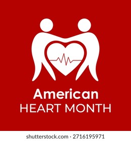 Plantilla de diseño de Vector para carteles, Anuncios y tarjetas del Mes del Corazón Americano. El mes del corazón americano se observa cada año en febrero. Ilustración vectorial.