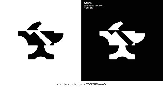 Vector design template of anvil logo, blacksmith, hammer. Icon symbol EPS 10.