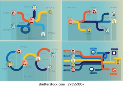Vector design template. Arrows and Avatars. Abstract template with place for your content.