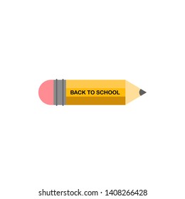 Vector design template for Back to school. school supplies icon, sharp wooden pencil and Back to School text.