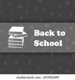 Vector design template for Back to school. Seamless pattern background with school supplies drawing icons. Books icon symbol.
