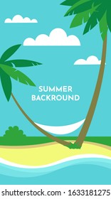 Vector design template, background with copy space for text - summer landscape - background for banner, greeting card, poster and advertising - summer vacation concept. Beach holidays. Flat design