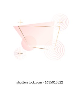 Vector design template for banner, card, cover, web, flyer. Nude, rose and golden geometric figures on a white background. Simple geometric shapes.