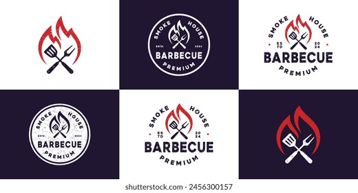 Plantilla de diseño de Vector del logotipo de la barbacoa. Barbacoa, parrilla, tostadora, restaurante, símbolo de icono EPS 10