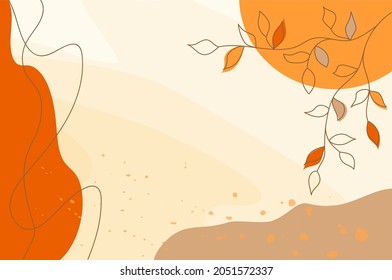 Vector design template with branch of autumn leaves in modern style. Creative frame with place for text for invitations, social media stories.