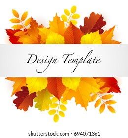 Vector design template with bright autumn foliage.