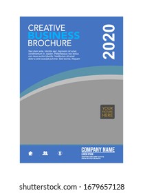 Plantilla de diseño vectorial para Folleto, Informe Anual, Revista, Afiche, Presentación Corporativa, Cartera, Volante. Diseño con tamaño de color azul A4. Fácil de usar y editar