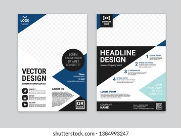 Vector design template for Brochure, AnnualReport, Magazine, Poster, Corporate Presentation, Portfolio, Flyer, infographic, layout modern with blue color size A4, Front and back, CMYK