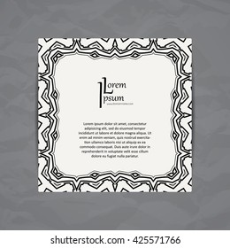 Vector design template. Brochure in colorful style. Vintage frame or background. Business card with floral circle ornament. Mandala style.