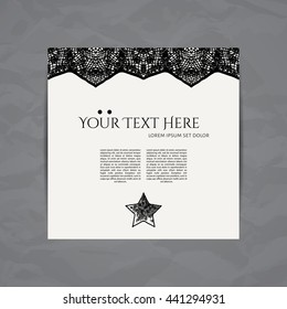 Vector design template. Brochure in colorful style. Vintage frame or background. Business card with star element. Hipster style.