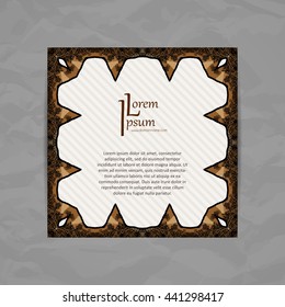 Vector design template. Brochure in colorful style. Vintage frame or background. Business card with star element. Hipster style.