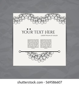 Vector design template. Brochure flower style. Vintage frame or background. Business card with floral border.