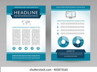 Vector design template for brochure, flyer, leaflet, booklet, annual report, poster. A4 size. Front and back page 