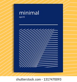 Vector design template of brochure, layouts, annual report, magazine, album, poster. Minimal background with space for text. Print A4 cover with structural halftone, striped diagonal lines.