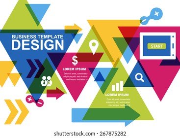Vector design template for business, brochure, flyer, poster, application and online service. Colorful triangle vector background.