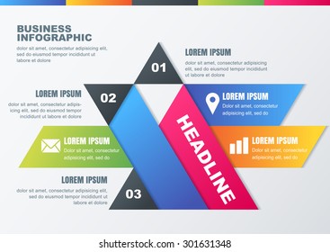 Vector design template for business infographic. Idea for brochure, flyer, poster. Colorful geometric polygonal material background with place for text.