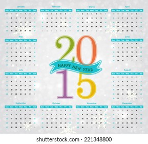 Vector design template calendar 2015.