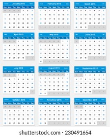 Vector design template calendar 2015.