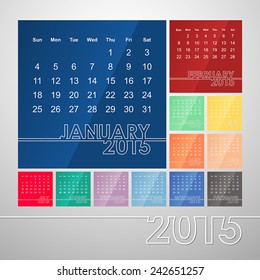 Vector design template. Calendar 2015.