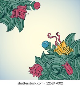 Vector design template card. Garden flower background.
