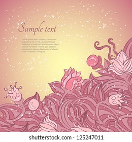 Vector design template card. Garden flower background.