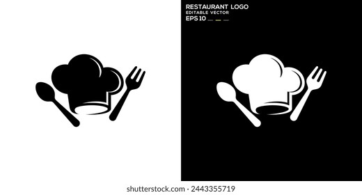 Vector design template of chef logo, hat, spatula, cooking, cooking utensils, icon symbol EPS 10