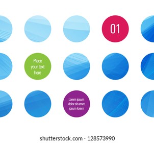Vector design template - circles with blue abstract backgrounds and space for text