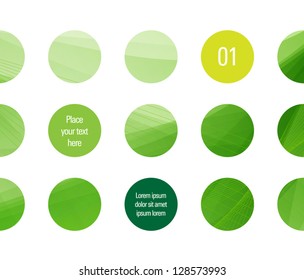 Vector design template - circles with green abstract backgrounds and space for text