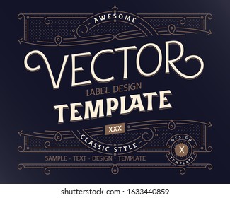 Vector design template of classic style vintage label