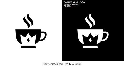 Vector design template of coffee king logo, royal, caffeine, hot, glory, icon symbol EPS 10