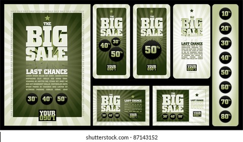 vector design template collection. The BigSale . Well organized layers. Cmyk color mode. Just 2 global colors. Easy editable. Ready for print or your web designs.Font: City Bold (converted)