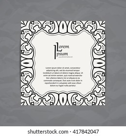 Vector design template. Colorful brochure. Vintage frame or background. Business card with ornate ornament. Mandala style.
