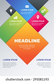 Vector design template. Concept for business infographics, brochure, flyer, poster. Multicolor geometric material background with place for text.