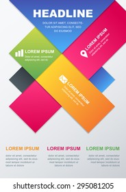 Vector design template. Concept for business infographics, brochure, flyer, poster. Multicolor geometric material background with place for text.